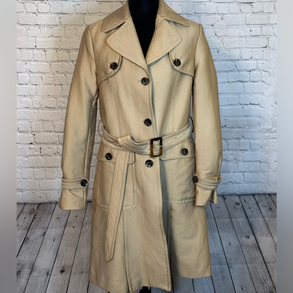 Kenneth Cole Reaction Tan Trench Coat Size Medium